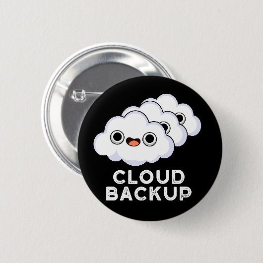 Cloud Backup Funny Computer Weather Puder Dunkle B Button (Vorne & Hinten)