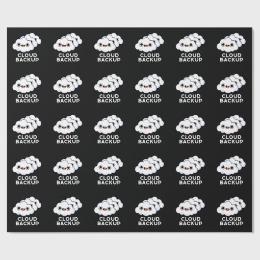 Cloud Backup Funny Computer Weather Puder Dunkle B Geschenkpapier (Flach)
