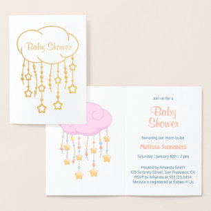 Cloud Beads Stars Mobile Baby Dusche Einladung
