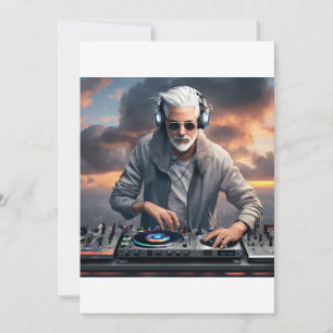 Cloud Beats: DJ-Design mit weißem grauen Haaren Einladung