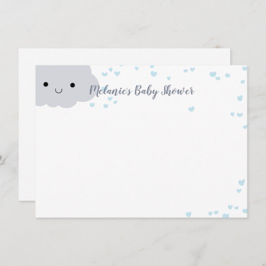 Cloud Blue Hearts Baby Shower Custom Stationery Einladung (Vorne/Hinten)