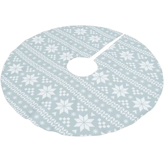Cloud Blue und White Fair Isle Pattern Polyester Weihnachtsbaumdecke (Schrägansicht)
