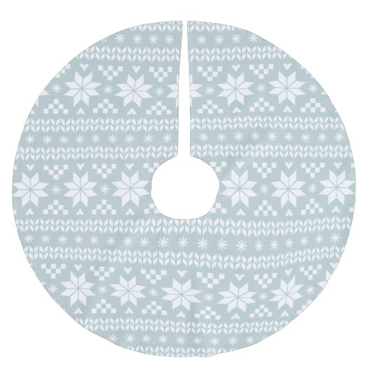 Cloud Blue und White Fair Isle Pattern Polyester Weihnachtsbaumdecke (Vorderseite)