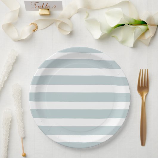 Cloud Blue und White Stripes Pappteller (Hochzeit)