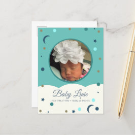 Cloud Border Baby Announccard Moon and Stars Ankündigungspostkarte