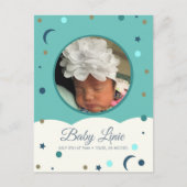 Cloud Border Baby Announccard Moon and Stars Ankündigungspostkarte (Vorderseite)