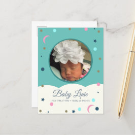 Cloud Border Baby Announccard Moon and Stars Ankündigungspostkarte