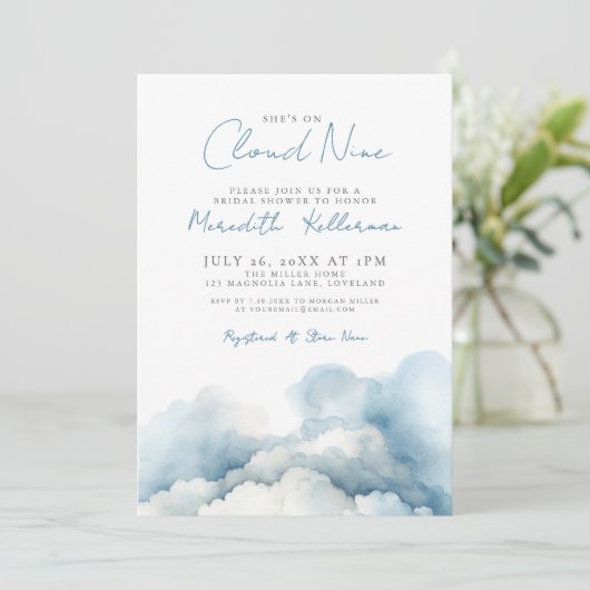 Cloud-Brautparty Einladung (Stehend Vorderseite)