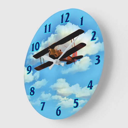 Cloud Break Airplane Große Uhr (Winkel)