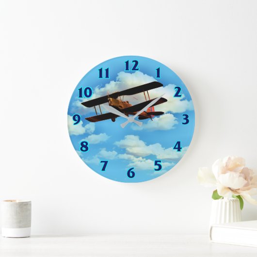 Cloud Break Airplane Große Uhr (Zuhause)