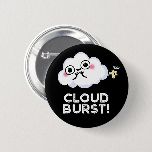 Cloud Burst Funny Cloud Furz Puff Dark BG Button (Vorne & Hinten)