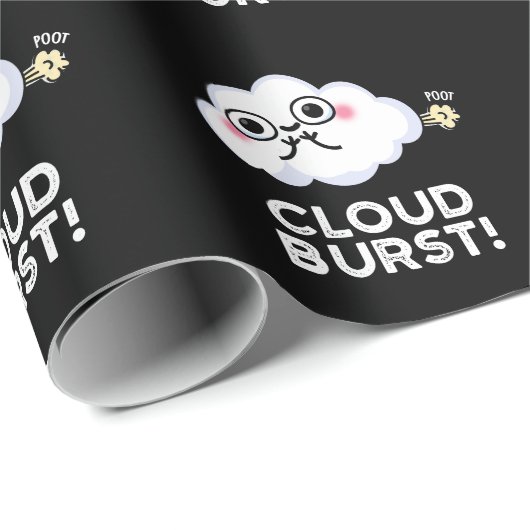 Cloud Burst Funny Cloud Furz Puff Dark BG Geschenkpapier (Rolleneckpunkt)
