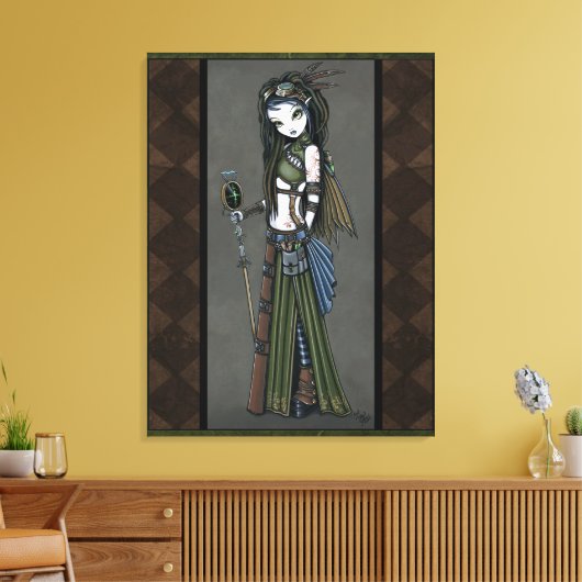 "Cloud Burst" Steampunk Aviatrix Fairy Canvs Print Leinwanddruck (Insitu (Wohnzimmer))