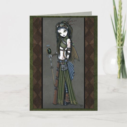 "Cloud Burst" Tribal Steampunk Aviatrix Fairy Card Karte (Vorderseite)