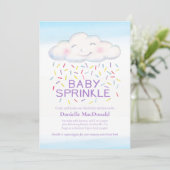Cloud candle Baby bersprinkle farbenfrohe Wasserfa Einladung (Stehend Vorderseite)