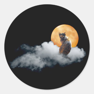 Cloud Cat Night Moon Aufkleber