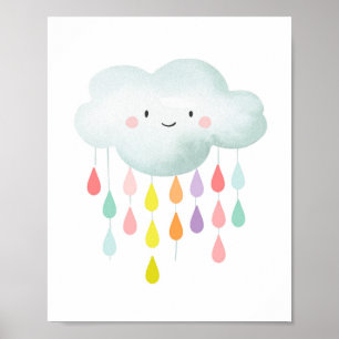 Cloud Colorful Raindrops Kinderzimmer Print Baby S Poster