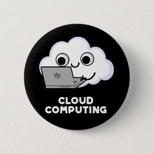 Cloud Computing Computer Weather Puck Dark BG Button