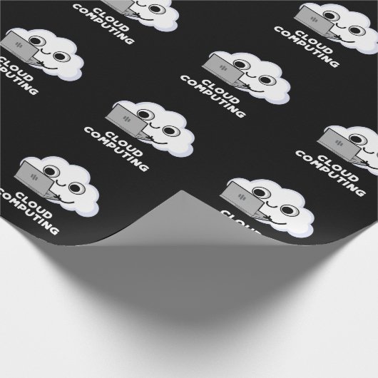Cloud Computing Computer Weather Puck Dark BG Geschenkpapier (Ecke)
