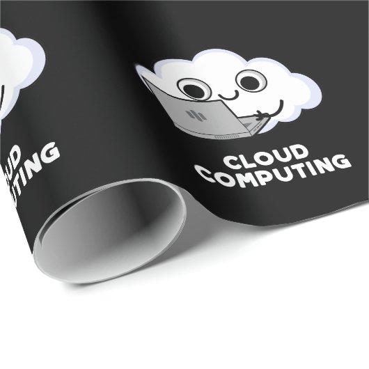 Cloud Computing Computer Weather Puck Dark BG Geschenkpapier (Rolleneckpunkt)