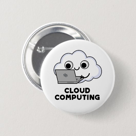 Cloud Computing Funny Computer Weather Puff Button (Vorne & Hinten)