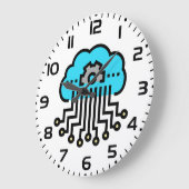 Cloud Computing Network Circuit Gear Tech Große Wanduhr (Winkel)