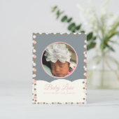 Cloud Confetti Dot Border Baby Announccard Ankündigungspostkarte (Stehend Vorderseite)