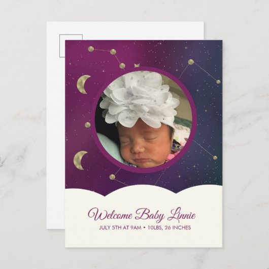 Cloud Constellation Galaxy Moon Stars Sky Ankündigungspostkarte (Vorne/Hinten)