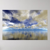 Cloud Covered Distant Ocean Mountains Poster (Vorne)