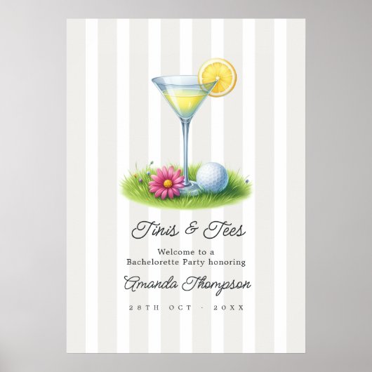 Cloud Dancer Martini Golf Brautparty Willkommen Poster (Vorne)
