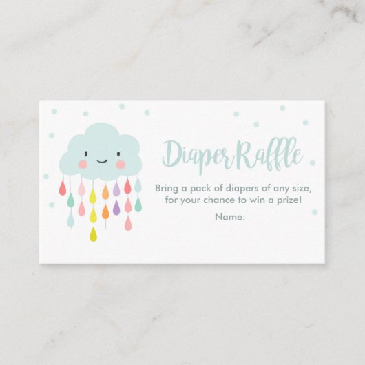 Cloud Diaper Raffle Card Regen fällt Kinderdusche Begleitkarte (Vorderseite)