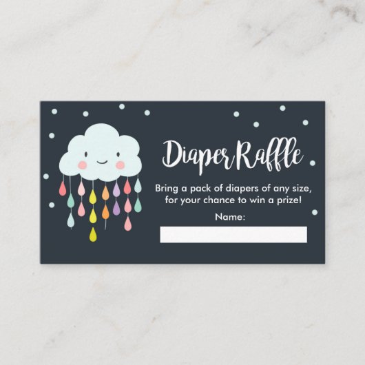 Cloud Diaper Raffle Card Regen fällt Kinderdusche  Begleitkarte (Vorderseite)