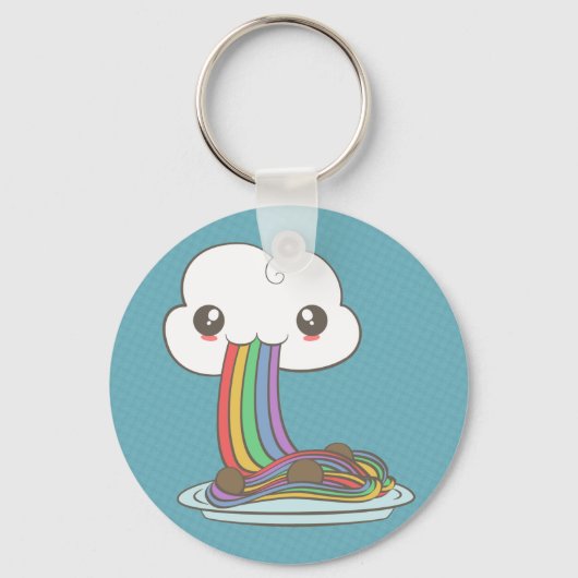 Cloud Eats Rainbow Spaghetti Schlüsselanhänger (Vorderseite)