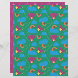 Cloud Floral Scrapbook Paper