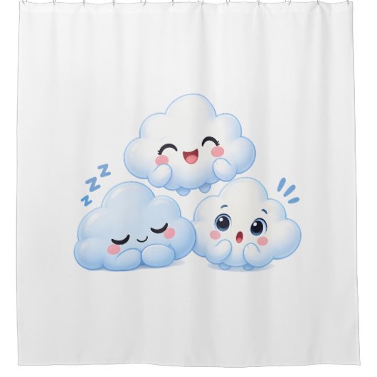 Cloud Friends Trio Duschvorhang (Vorderseite)