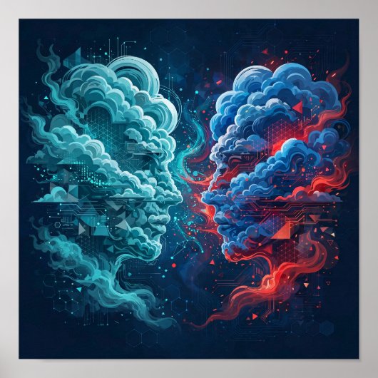 Cloud-Giganten — AI Cloud War Kunstposter Poster (Vorne)