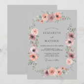 Cloud Grau Gedämpfte Anemone Hochzeit Einladung (Vorne/Hinten)