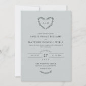 Cloud Gray Herzkranz 2 in 1 Einladung zur Hochzeit (Vorderseite)