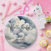 Cloud hello Baby Dusche graue Wolken Vorlage Pappteller (Party)
