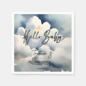 Cloud hello Baby Dusche graue Wolken Vorlage Serviette (Vorderseite)