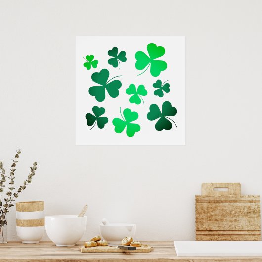 Cloud Kleeblatt Irish Green Spring St Patricks Day Poster (Küche)
