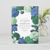 Cloud Mint, Alpine Blau und Evergreen Mist Hochzei Einladung (Stehend Vorderseite)