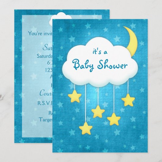 Cloud Mobile Baby Shower Einladung (Vorne/Hinten)