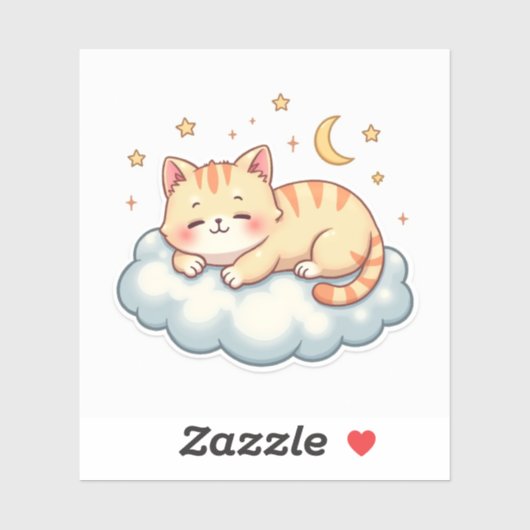 Cloud Nap Kitty – Kawaii Faulenzerkatze Aufkleber (Blatt)