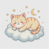 Cloud Nap Kitty – Kawaii Faulenzerkatze Aufkleber (Vorderseite)