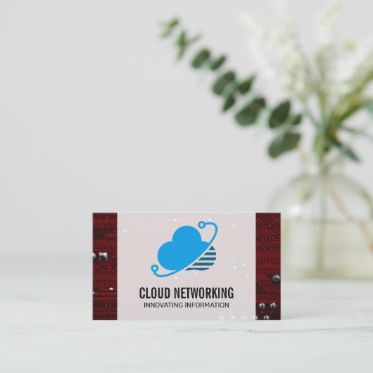 Cloud-Network-Logo | Binäre Code | Hauptplatine Visitenkarte (Stehend Vorderseite)