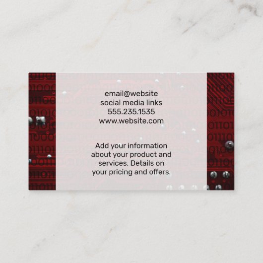 Cloud-Network-Logo | Binäre Code | Hauptplatine Visitenkarte (Rückseite)