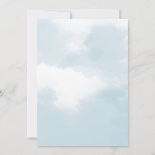 Cloud neun Babydusche grau staubblau Einladung (Rückseite)