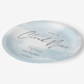 Cloud neun Babydusche grau staubblau Pappteller (Schrägansicht)