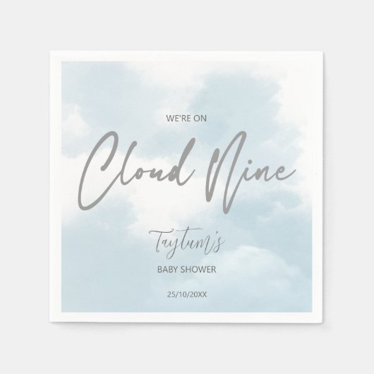 Cloud neun Babydusche grau staubblau Serviette (Vorderseite)